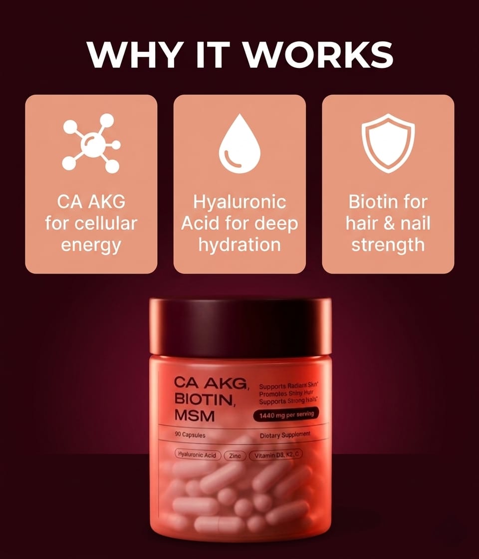 Hair Skin & Nails Essentials | Ca AKG | MSM | Hyaluronic Acid | Biotin